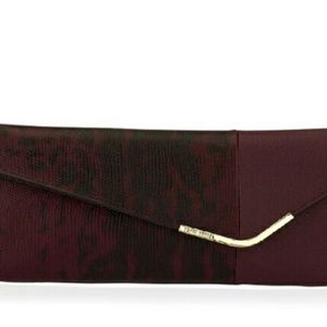 Henry Bendel Burgundy Debutante Slim Clutch